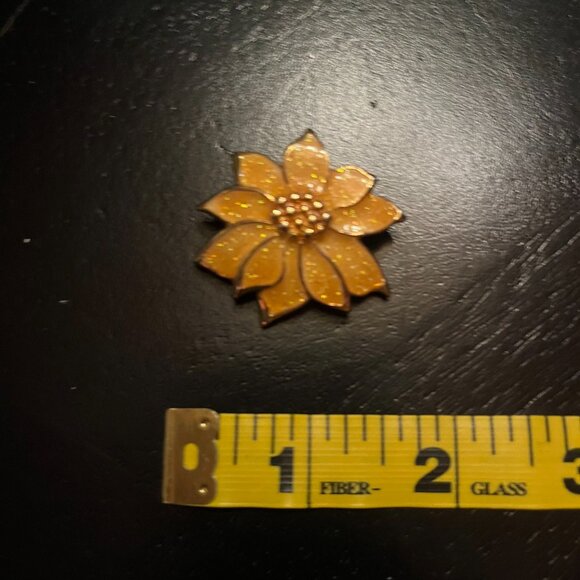 Vintage Glittery Flower Pendant or Brooch Yellow with Orange Tones Avon - Picture 5 of 6